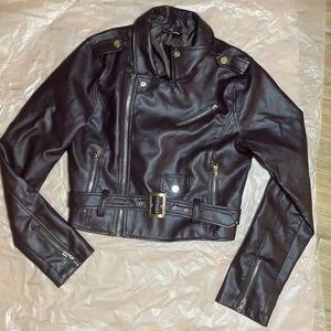 Plum vegan leather motorcycle jacket